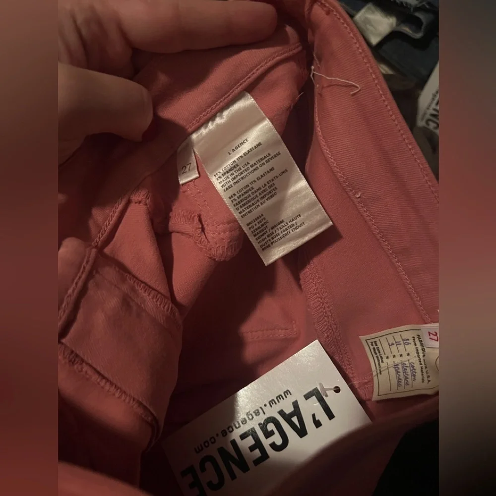 NWT - L’AGENCE - Margot Coated Skinny Jeans dusty rose size 27 - Picture 8 of 10